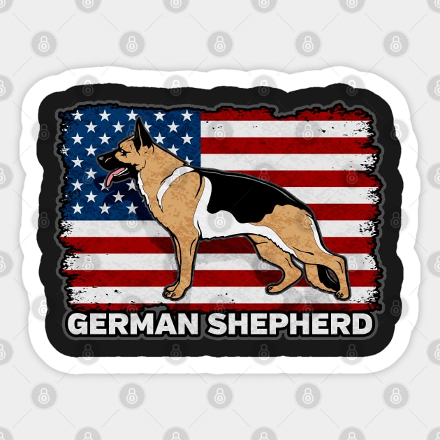 German Shepherd Dog American Flag Sticker by RadStar